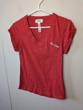 DIESEL Y2K Women Tee Shirt Size XS Red Color V Neck
